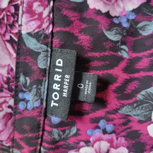 Torrid Womens Floral & Animal Print Blouse Size 0 Large - Picture 5 of 6